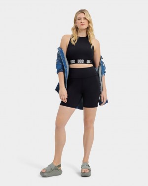 Black Ugg Hayleigh Logo Biker Women Shorts | 294087-ICF