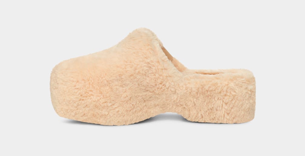 Beige Ugg Fuzz Sugar Women Slippers | 093651-REZ