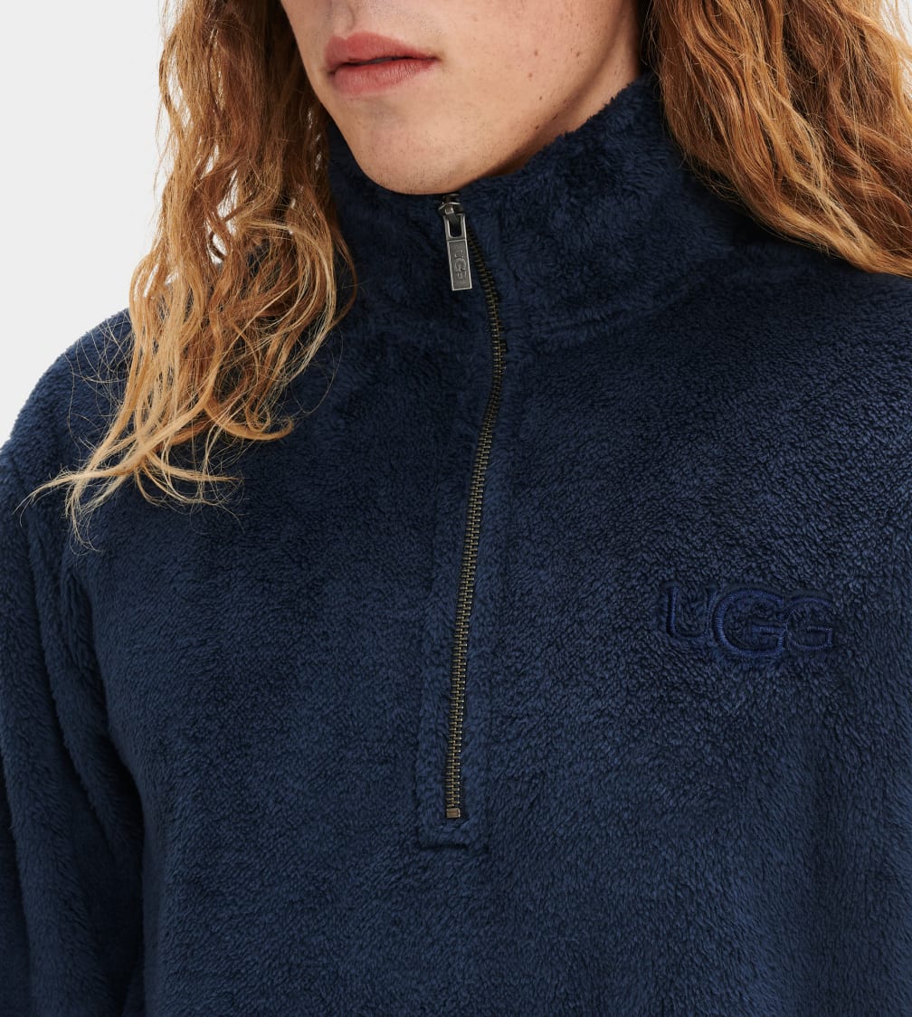Navy Ugg Zeke Sherpa Men Sweatshirt | 458937-RZS